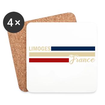 France - Limoges - Frankreich - Flagge - Streifen - Untersetzer (4er-Set) - Weiß - Vorne