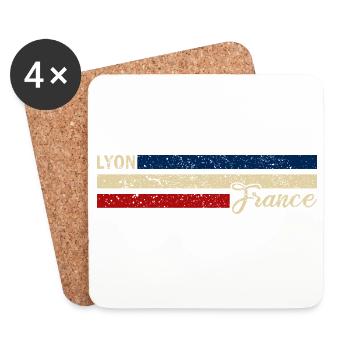 France - Lyon - Frankreich - Flagge - Streifen - Untersetzer (4er-Set) - Weiß - Vorne