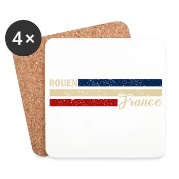 France - Rouen - France - Flag - Stripes - Coasters (set of 4) - white - Front