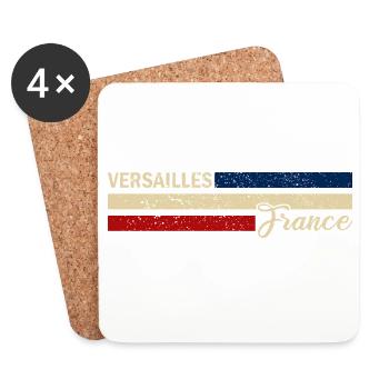 France - Versailles - France - Drapeau - Dessous de verre (lot de 4) - blanc - Devant
