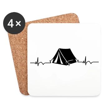 Camping Camping ECG Heartbeat - Coasters (set of 4) - white - Front