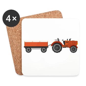 tracteur - Dessous de verre (lot de 4) - blanc - Devant