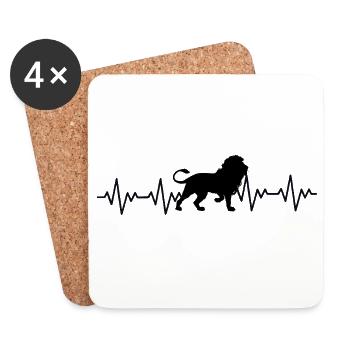 ECG en Léo, battement cardiaque - Dessous de verre (lot de 4) - blanc - Devant
