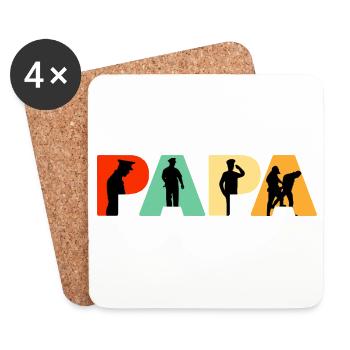 Silhouette de l’agent de police de Papa - Dessous de verre (lot de 4) - blanc - Devant