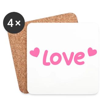 Pastel Love and Pink Hearts - Coasters (set of 4) - white - Front
