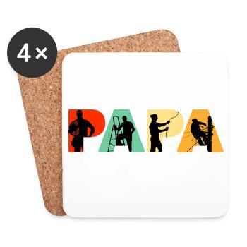 Papa Électricien Sparky Silhouette rétro - Dessous de verre (lot de 4) - blanc - Devant