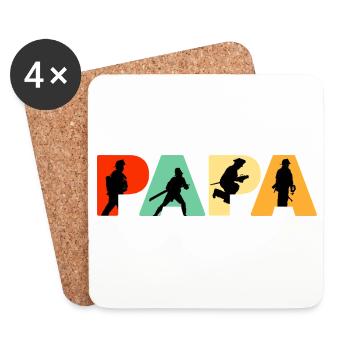 Papa Firefighter Retro Fireman Hero Dad - Coasters (set of 4) - white - Front