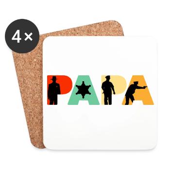 Papa Sheriff Polizeibeamter Polizeigeschenk - Untersetzer (4er-Set) - Weiß - Vorne