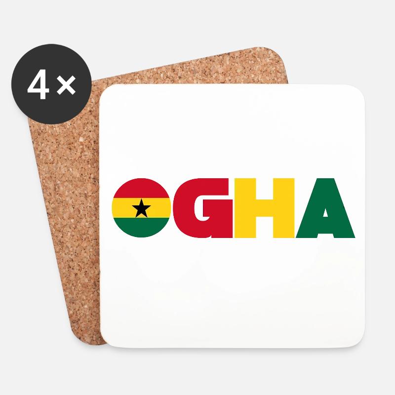 Ghana - Untersetzer (4er-Set) - Weiß