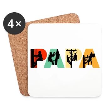 Papa Lineman Retro Silhouette Typography - Coasters (set of 4) - white - Front