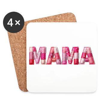 Mama Handmade Patchwork Schrift - Untersetzer (4er-Set) - Weiß - Vorne