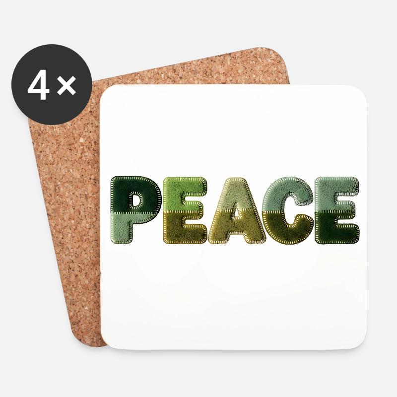 Peace Schriftzug Patchwork Look 70er Stil - Untersetzer (4er-Set) - Weiß