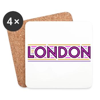London Neon Purple Stripes - Untersetzer (4er-Set) - Weiß - Vorne
