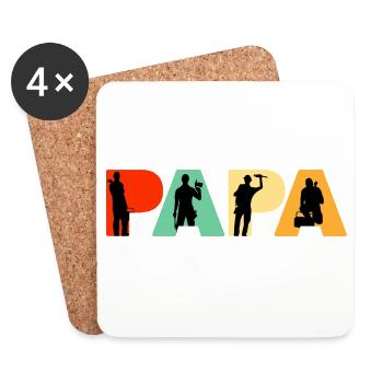 Papa Plumber Retro Tradesman Silhouette Design - Coasters (set of 4) - white - Front