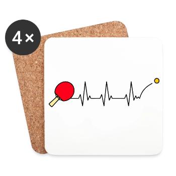 ECG du battement cardiaque du tennis de table - Dessous de verre (lot de 4) - blanc - Devant