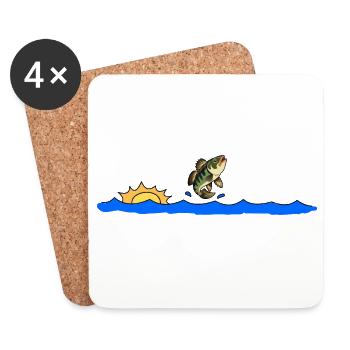 Perch Fishing Lake Nature Sun - Coasters (set of 4) - white - Front