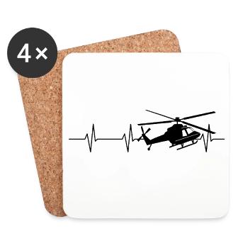 Hubschrauber Herzschlag Helikopter - Untersetzer (4er-Set) - Weiß - Vorne