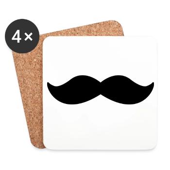 moustache - Dessous de verre (lot de 4) - blanc - Devant