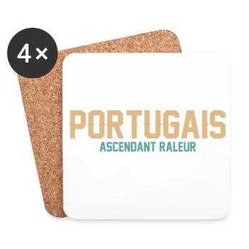 Portugais Ascendant Raleur T-Shirt Cadeau Humour - Dessous de verre (lot de 4) - blanc - Devant