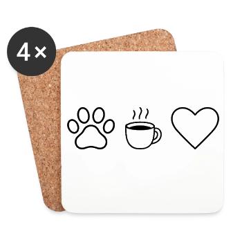 Cœur de Café Paw - Dessous de verre (lot de 4) - blanc - Devant