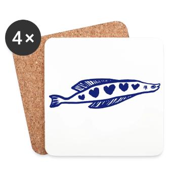 POISSON CŒUR - Dessous de verre (lot de 4) - blanc - Devant