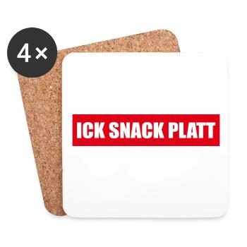 Sticker: Ick snack platt - Untersetzer (4er-Set) - Weiß - Vorne