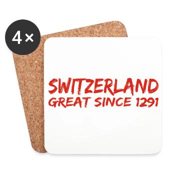 Suisse - Grande depuis 1291 - Schweiz - Schwiiz - Dessous de verre (lot de 4) - blanc - Devant