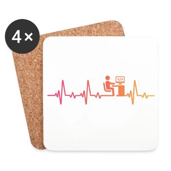 Entwickler von Programmierer Sunset Heartbeat - Untersetzer (4er-Set) - Weiß - Vorne