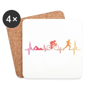 Triathlon Sunset Heartbeat Triathlet - Untersetzer (4er-Set) - Weiß - Vorne