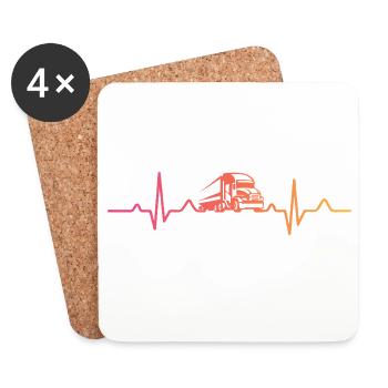 Trucker Sunset Heartbeat Trucker - Untersetzer (4er-Set) - Weiß - Vorne