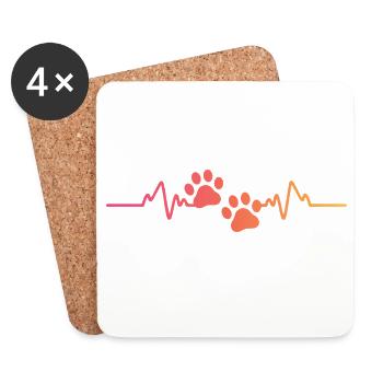 Sonnenuntergangshund Pfote Herzschlag Hund - Untersetzer (4er-Set) - Weiß - Vorne