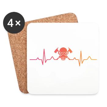 Firefighter Sunset Heartbeat Firefighter - Coasters (set of 4) - white - Front