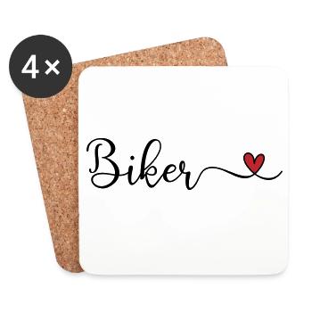 Motard avec du cœur - Dessous de verre (lot de 4) - blanc - Devant