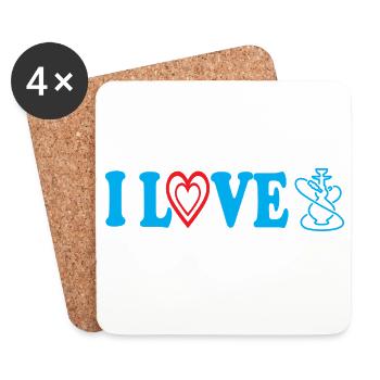 I Love Hookah Shisha Lover Heart Art - Untersetzer (4er-Set) - Weiß - Vorne
