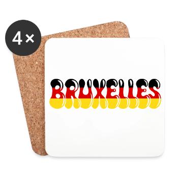 Brüssel, Belgische Flagge Schwarz, Gelb, Rot, - Untersetzer (4er-Set) - Weiß - Vorne