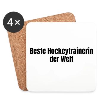 Beste Hockeytrainerin der Welt Hockey Geschenk - Untersetzer (4er-Set) - Weiß - Vorne
