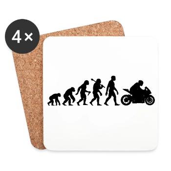 Motorrad Evolution Biker lustiger Motorradfahrer - Untersetzer (4er-Set) - Weiß - Vorne