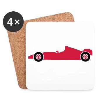 race car - Coasters (set of 4) - white - Front