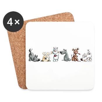 Happy Dogs Hunde Rudel Hund Cartoon  - Untersetzer (4er-Set) - Weiß - Vorne