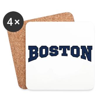Boston Block Font Logo - Coasters (set of 4) - white - Front