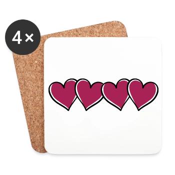 Symbole Hearts - Dessous de verre (lot de 4) - blanc - Devant