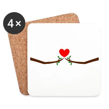 Saint-Valentin, Saint-Valentin, Saint-Valentin - Dessous de verre (lot de 4) - blanc - Devant