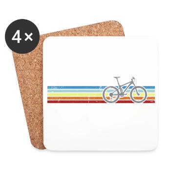 Rainbow Stripes Bicycle - Coasters (set of 4) - white - Front