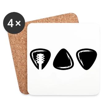 Guitare Musique Plectrum Plentron Guitariste - Dessous de verre (lot de 4) - blanc - Devant