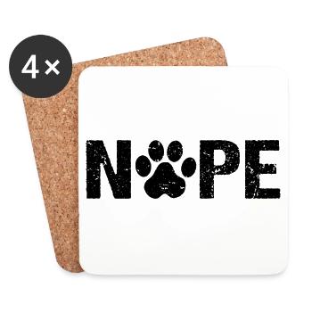 Nope Dog Dog Paw - Coasters (set of 4) - white - Front