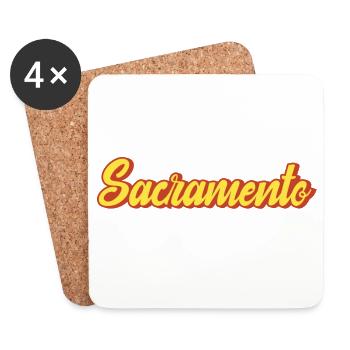 Sacramento Retro Lettering Yellow Red - Coasters (set of 4) - white - Front