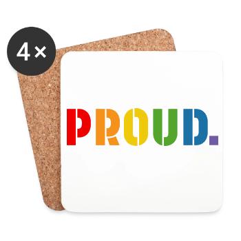 Rainbow shirt proud, LGBT lgbtqi queer - Untersetzer (4er-Set) - Weiß - Vorne