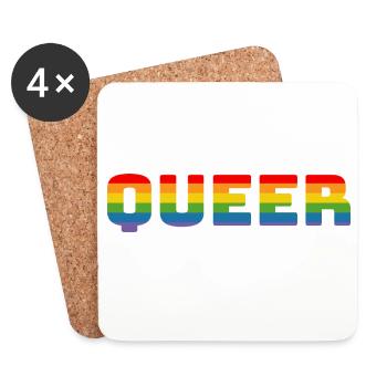 Regenbogen queer LGBT CSD Shirt lgbtqi queer - Untersetzer (4er-Set) - Weiß - Vorne