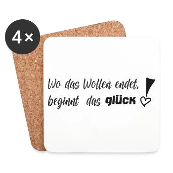 Glück - Wollen - Untersetzer (4er-Set) - Weiß - Vorne