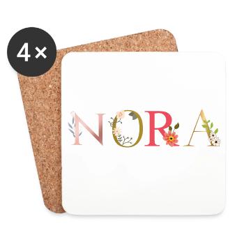NORA Name mit Blumen geschmückt - Untersetzer (4er-Set) - Weiß - Vorne